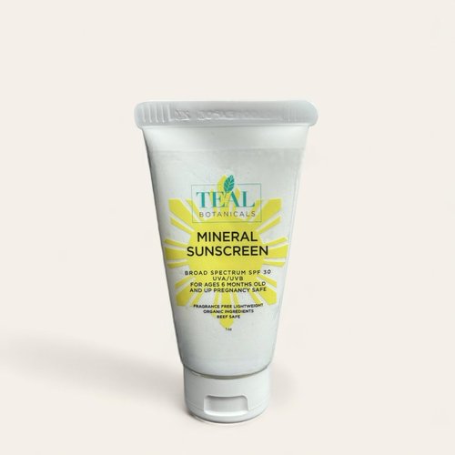 Teal Botanicals Mineral Sunscreen Moisturizer SPF 30 UVA UVB Reef Safe Lightweight Fragrance Free, Zinc Oxide, 1 OZ (Original)