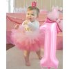 40 inch Number 9 Balloon with Bow Pink Happy Birthday Jumbo Number Balloon for Girls Daughter Birthday Decorations Party Supplies (Number 9)