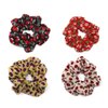 4PCS Elastic Creative Cherry Pattern Hair Scrunchies Hair Bands Chiffon Fabric Hair Ties Scrunchy Hair Rope Ponytail Holder for Women