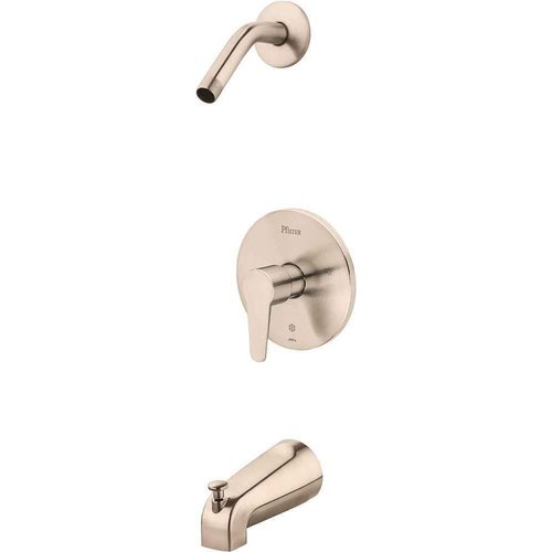 Pfister Pfirst Modern Tub and Shower Trim Without Shower Head (Designed to be used with a Pfister 0X8 Series Tub Valve - Sold Separately), Single Handle, Brushed Nickel Finish, R89070K