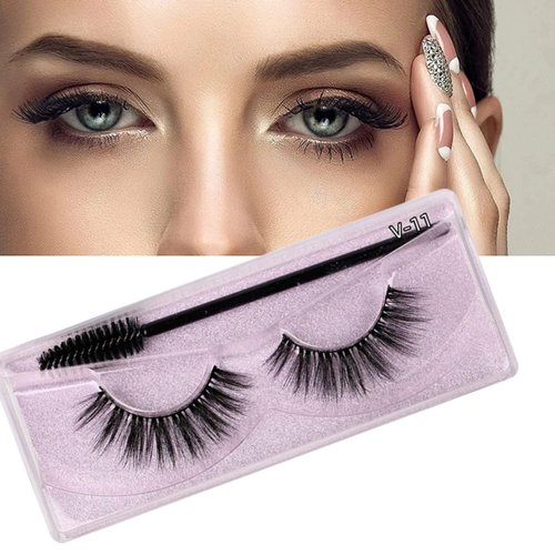 J.Fabrizio Eyelashes Makeup Natural 3D Dense Sexy False Lashes Soft Can Be Used Repeatedly False Eyelashes With Eyelash Brush Without Lash adhesive V-11 12mm