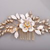 Chargances Gold Flower Crystal Hair Comb for Wedding Bridal Leaf Rhinestone Hair Side Comb Fashion Flower Headpieces Wedding Prom Flower Girl Hair Accessories for Women and Girls