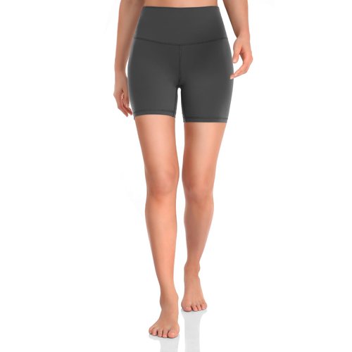 HeyNuts Women's Workout Pro Biker Short, High Waisted Tummy Control Athletic Running Spandex Yoga Shorts 6'' Graphite Grey XL(14)