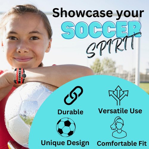 Infinity Collection Soccer Gifts, Soccer Bracelet, Soccer Jewelry, Adjustable Soccer Charm Bracelet- Perfect Soccer Gifts (Red/Black)