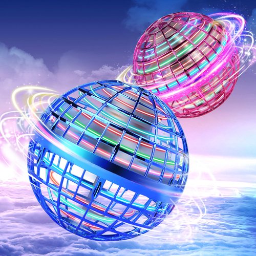 Galaxy Ball 2024 Upgraded, 2Pack Hand-Controlled Flying Orb Ball Toy, Boomerang Ball Fly Fidget Spinner for Kids, Cosmic Globe 360°Rotating Spinning Hover Ball Indoor Outdoor Spinner(Blue & Purple)