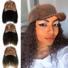Qlenkay Leopard Baseball Cap with 16in Hair Extensions Adjustable Metal Buckle Wig Hat Attached African Kinky Curly Hairpiece for Woman Black to Light Auburn