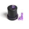 PU Leather Dice Cup Purple Velvet Lined Quiet Shaker with Lid Including 6 Purple Translucent Dice for Liars Dice Farkle Yahtzee Board Games