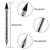 2 Pieces Rhinestone Picker Tool with 2 Pieces Tweezers, Wax Pencil for Rhinestones, Dual-Ended Nail Dotting Tool, Rhinestone Applicator Tool for DIY Nail Art (Black, White)