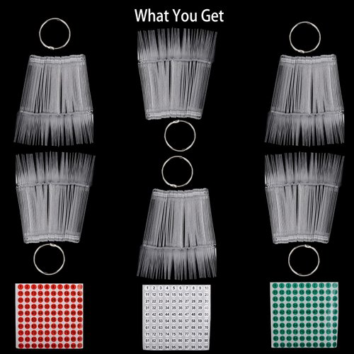 300 Pcs Nail Swatch Sticks with Ring, Stiletto Nail Polish Color Sample Sticks Display
