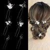SELFCLOUD Handmade Pearl Bridal Wedding Hair Pins 6Pcs White Flower Gold Leaf Pearls Clips Bridal Hair Accessories for Women Valentines Day Gifts