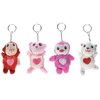 Rhode Island Novelty Plush Animals with Big Hearts on Keychains for Valentines Day and Beyond, 4 Pack Variety