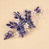 BERYUAN Wedding Pearls Crystal Rhinestone Hair Comb Pearls Crystal Flowers Bride Headpiece Crystal Pearls Wedding Hair Accessories Handmade Wedding Hairband for Wedding Women and Girls (blue)