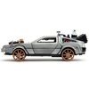 Delorean DMC (Time Machine) Brushed Metal Train Wheel Version Back to The Future Part III (1990) Movie Hollywood Rides Series 1/32 Diecast Model Car by Jada 34786