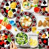 50Pcs Casino Party Supplies Poker Paper Plates Set 9"Playing Card Dinner Plates 7"Casino Plates for Casino Night Poker Game Theme Poker Card Playing Club Heart Poker Casino Birthday Party Decor