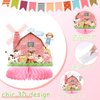 Amylove 10 Pcs Pink Farm Animals Party Supplies Girl Pink Barnyard Birthday Party Decorations Farm Animal Honeycomb Centerpiece for Table Birthday Baby Shower Party Decorations