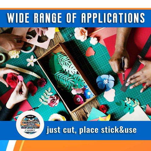 YONGJIN Sided Fabric Tape - Seamless Bonding Without Sewing Or Ironing, Peels Off Easily, Strong Adhesive Fabric Hemming Tape for Pants, Hem Tape,Curtains (1inch)