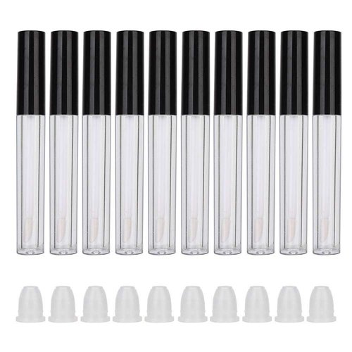 2.5 ML Empty Lip Gloss Tubes Cream Containers Jars DIY Makeup Tools Cosmetic Transparent Lip Balm Refillable Bottle - 10pcs(Black)