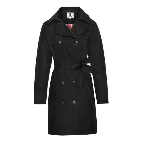 SaphiRose Women's Water-Resistant Trench Coat Double-Breasted Long Peacoat with Removable Hood(Black Small)