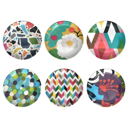 French Bull Melamine Assorted Plates-6 Piece Set -Melamine Dinnerware-Platter, Serving, Party, Platter, Dish (6" Appetizer Plate, Assorted)
