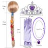 Princess Rapunzel Wig Rapunzel Braid with Princess Tiara Necklace Gloves Princess Rapunzel Dress Up Costume Cosplay Accessories for Kids Girls