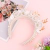 AMCAMI Pearl Bridal Flower Headband Bachelorette Party Favors Bachelorette Party Accessories Bride To Be Wedding Hair Accessories Wedding Hair Pieces for Brides Pearl Flower Headbands for Women