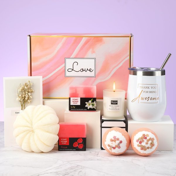Thank You Gift Box for Women, Unique Spa Experience Gift Box-Best Appreciation Gift Box for Mom Wife Girlfriend Sister Coworker Employee Hostess Secretary Teacher Nurse and Volunteer
