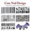 SILPECWEE 10Pcs Nail Art Stamping Plates Set Animals Design Nail Image Stamp Plates Manicure Templates Nail Art Tools