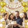 White and Gold Birthday Decorations,Women Men Girls Boys Party Decorations with Happy Birthday Banner Gold Fringe Curtain Tissue Paper Pompoms Star Garland Gold White Confetti Birthday Balloons