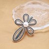 Zeshimb Rhinestone Flower Hair Clip for Styling Sectioning Cute Crystal Pearl Floral Duckbill Clip Wedding Bridal Hair Barrettes Non-Slip Thick Thin Hair Hairpin Accessories for Women Girls