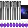 Daemson Invisible Ink Pen, Spy Pen with 9 PCS Mini UV LED Keychain Flashlight, Disappearing Ink Magic Pen with Black Light Markers for Secret Notes, Fit for Christmas Halloween Holiday Gifts (9 PCS)