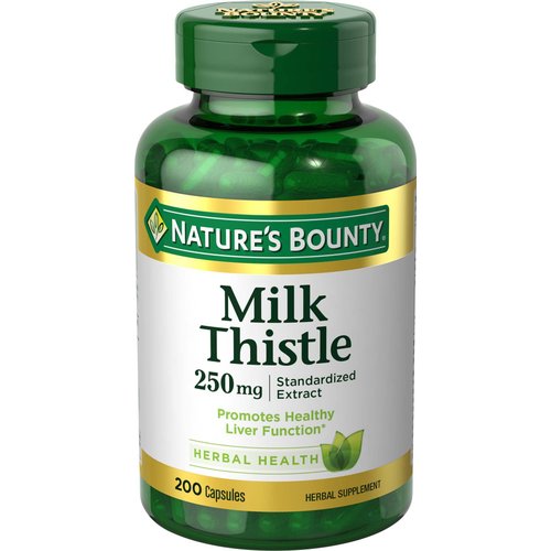 Nature's Bounty Milk Thistle Capsules for Liver Support, Herbal Supplement, 250 mg per Serving (200 Count)