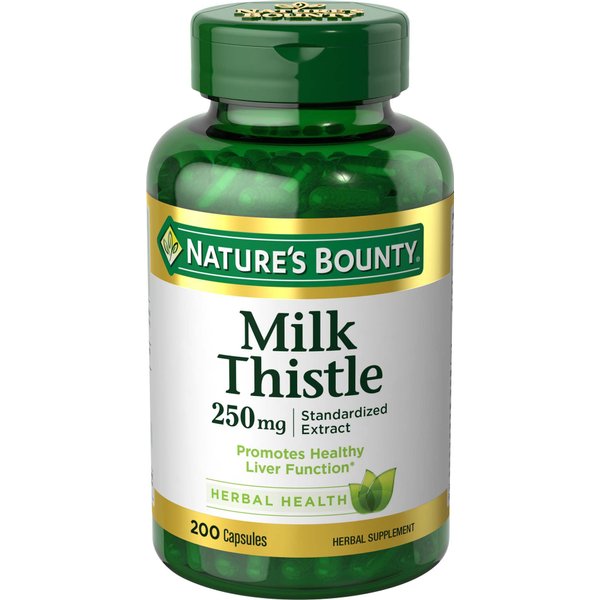 Nature's Bounty Milk Thistle Capsules for Liver Support, Herbal Supplement, 250 mg per Serving (200 Count)