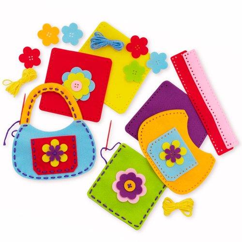 Serabeena Sew Your Own Bags - Sewing Kit for Kids - Felt Crafts for Kids - Girls Sewing Kit Ages 6-8 Plus - Felt Kit - Helps Develop Fine Motor Skills - DIY Kits for Kids with 6 Bags & Accessories