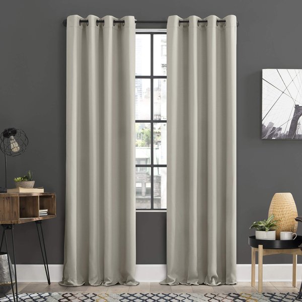 Sun Zero Soho 2-pack Blackout Energy Efficient Grommet Curtain Panel Pair, 54" x 63", Pearl