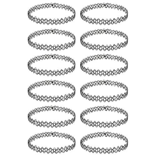 BodyJ4You 12PC Tattoo Choker Necklace Set - 90s Accessories Old School 2000s Jewelry - Gothic Black Henna - One Size Women Teen Girl - Stretchy Collar Necklace