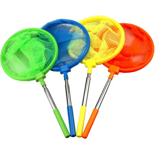 Miraclekoo 4 Pack Upgraded Kids Telescopic Butterfly Net Small Fishing Nets Colorful Insect Bugs Net for Catching Butterfly Bugs Insects