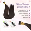 KiiKiiGirl Virgin Remy I Tip Hair Extensions - Human Hair #2 Dark Brown Real Itip Human Hair Extensions 18Inch Natural Black to Silver I Tips Human Hair Extensions Invisible 50G/Pack