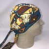 Turquoise Yellow Brown Cowboy Cowgirl Native American Indian Design Longhorn Southwest Head Wrap Durag Doo Rag Biker Skull Cap Hat Helmet Liner Moisture Wicking Sweatband