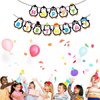 Cute Penguin Happy Birthday Banner, Penguin Birthday Party Decorations, Boy Girl Baby Shower Cartoon Animal Theme Supplies Garland, Winter Onederland Kids 1st First Bday Decor