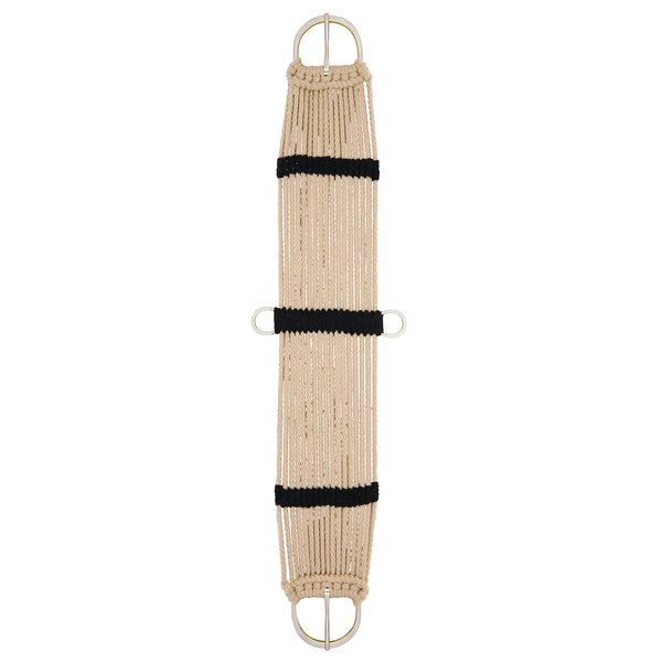 Weaver Equine Rayon 17 Strand Horse Cinch, Anti-Slip Saddle Cinch Girth with Flat Buckle, Western Horse Riding Supplies, ‎Tan/Black