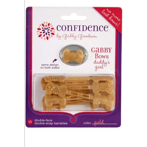 Confidence GaBBY Bows Patented Non Slip- Double Sided Snap Barrettes - 10 pack- (Gold)
