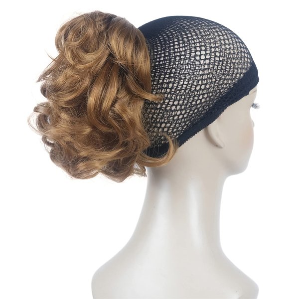 Aimole 6" Short Curly Synthetic Ponytail Clip in Claw Extensions 80g with a jaw/claw clip(27 Strawberry Blonde)