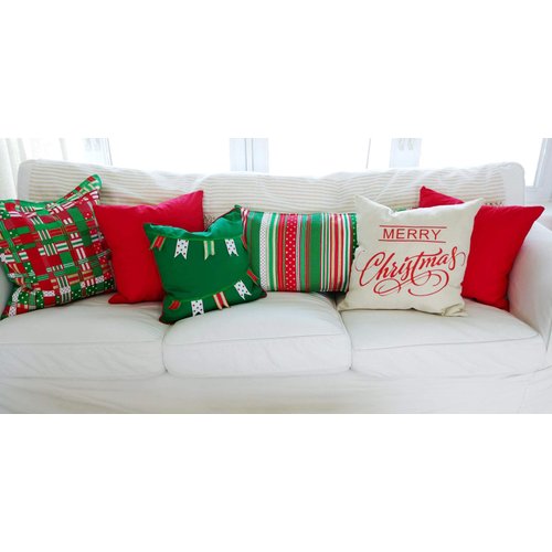 Thmyo 4-Pack 100% Cotton Comfortable Solid Decorative Throw Pillow Case Square Cushion Cover Pillowcase Sublimation Blank Christmas DIY Throw Pillow Covers for Couch Sofa(18x18 inch/ 45x45cm,Red)