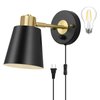 VATONI Plug in Wall Sconce, Dimmable Wall Sconce Adjustable Wall Lights with Plug in Cord and Dimmer On/Off Rotary Switch, Wall Mounted Light for Bedside Bedroom Doorway(One Bulb Included)