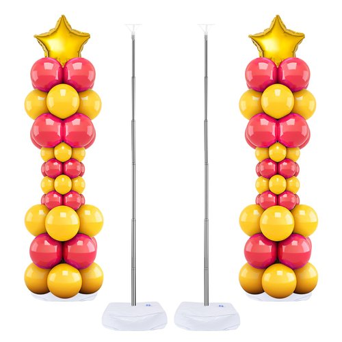 Balloon Column Stand Set of 2, 6.6ft Balloon Arch Stand Adjustable Balloon Stand kit with Base Telescopic for Baby Shower Wedding Birthday Graduation Party Decorations
