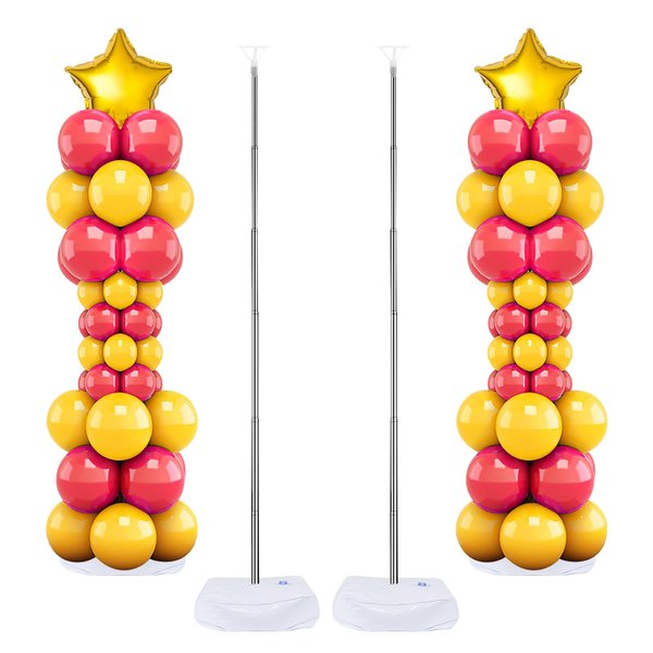 Balloon Column Stand Set of 2, 6.6ft Balloon Arch Stand Adjustable Balloon Stand kit with Base Telescopic for Baby Shower Wedding Birthday Graduation Party Decorations