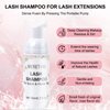 MERETON Lash Shampoo Kit 60 ml Lash Shampoo for Lash Extensions Lash Extension Cleanser 6 in 1 Eye Lash Cleansing Foam for Lash Clusters with Lash Wash, Lash Fan, Makeup Pad, Rinse Bottle, Lash Brush