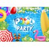 Cenven Summer Pool Party Backdrop Hawaiian Beach Ball Swim Ring Surfboard Tropical Palm Flower Photography Background Baby Shower Birthday Swimming Pool Party Decoration 7x5FT