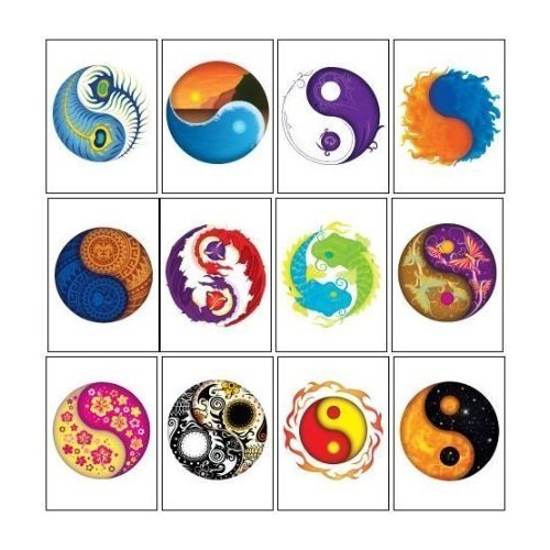 Ying Yang Temporary Tattoos - Set of 12