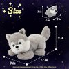 Hopearl LED Plush Husky Lighting Up Stuffed Mommy Dog with 3 Baby Puppies in her Tummy Stuffed Animal Playset Night Lights Glow in The Dark Gifts for Mom Toddler Boys Girls, Gray, 17''